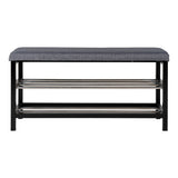Détail du coussin en polyester gris du banc Padova