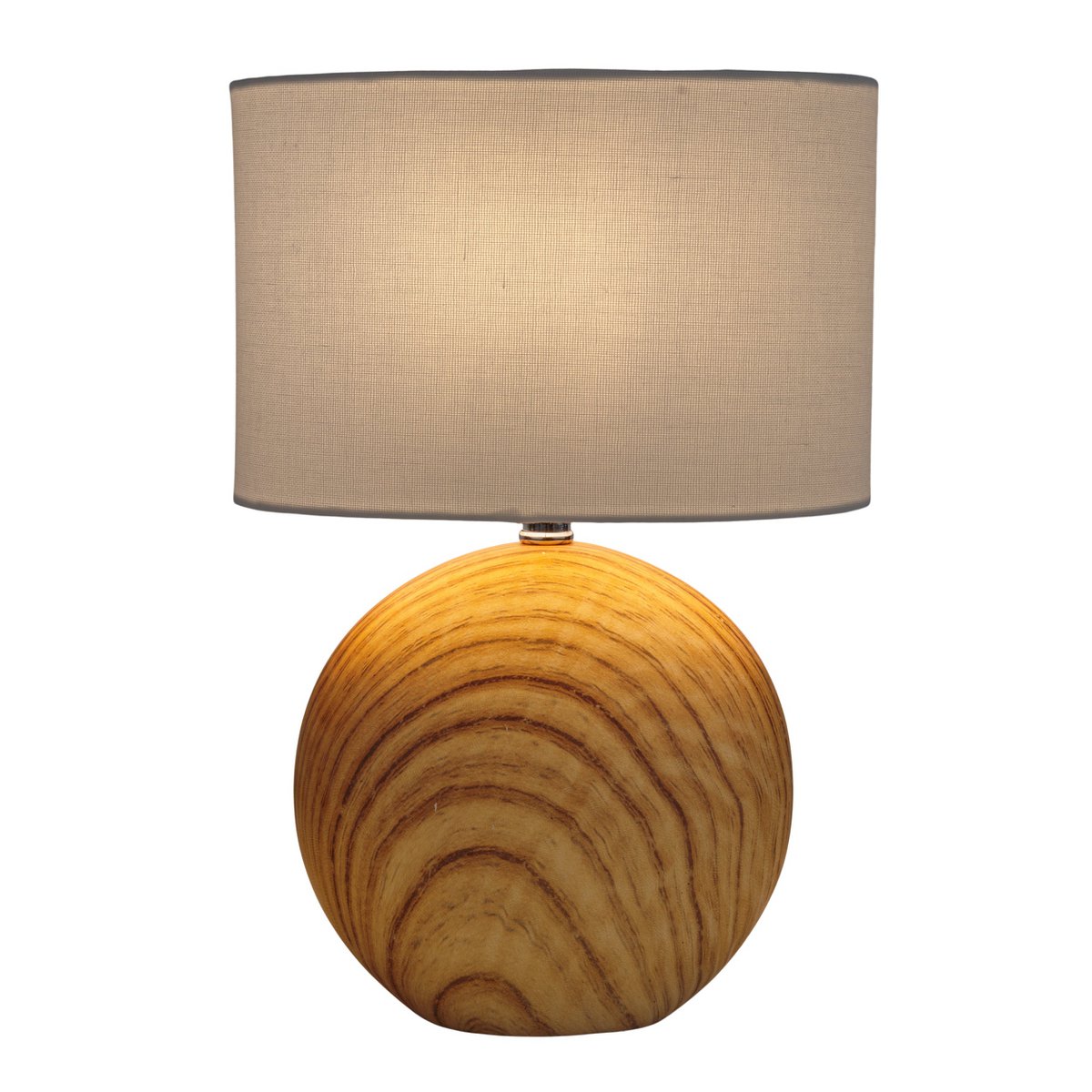 Lampe de table Woody en céramique blanche avec abat-jour en tissu