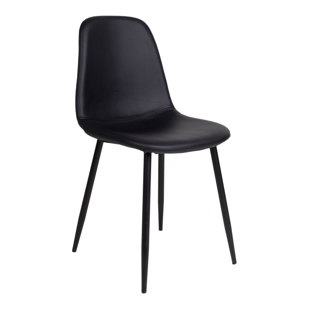 Chaise de salle à manger Stockholm en cuir PU noir, vue de face