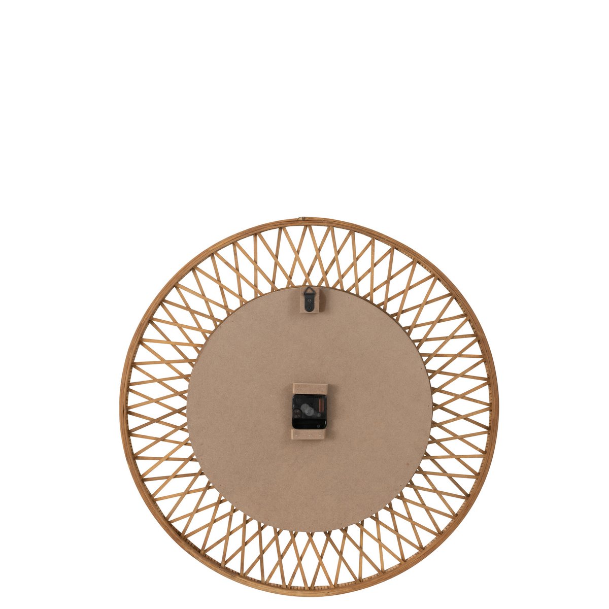 Horloge J-Line Wise Wonder en rotin naturel, vue de face