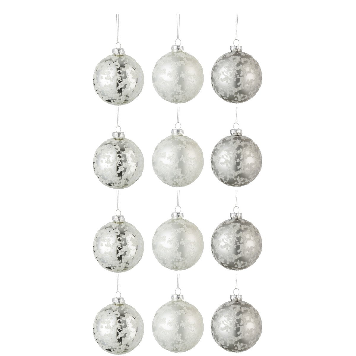 Boule de Noël J-Line en verre gris et blanc, design élégant
