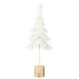 Décoration arbre de Noël sur pied en métal et bois blanc - vue avant