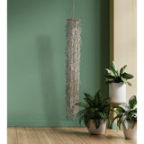 La lampe pendentielle "noix de coco" 180 cm de haut, en bois et coquilles de noix de coco, beige / marron, socket E27, éclairage pour salon, salle à manger ou jardin d'hiver.