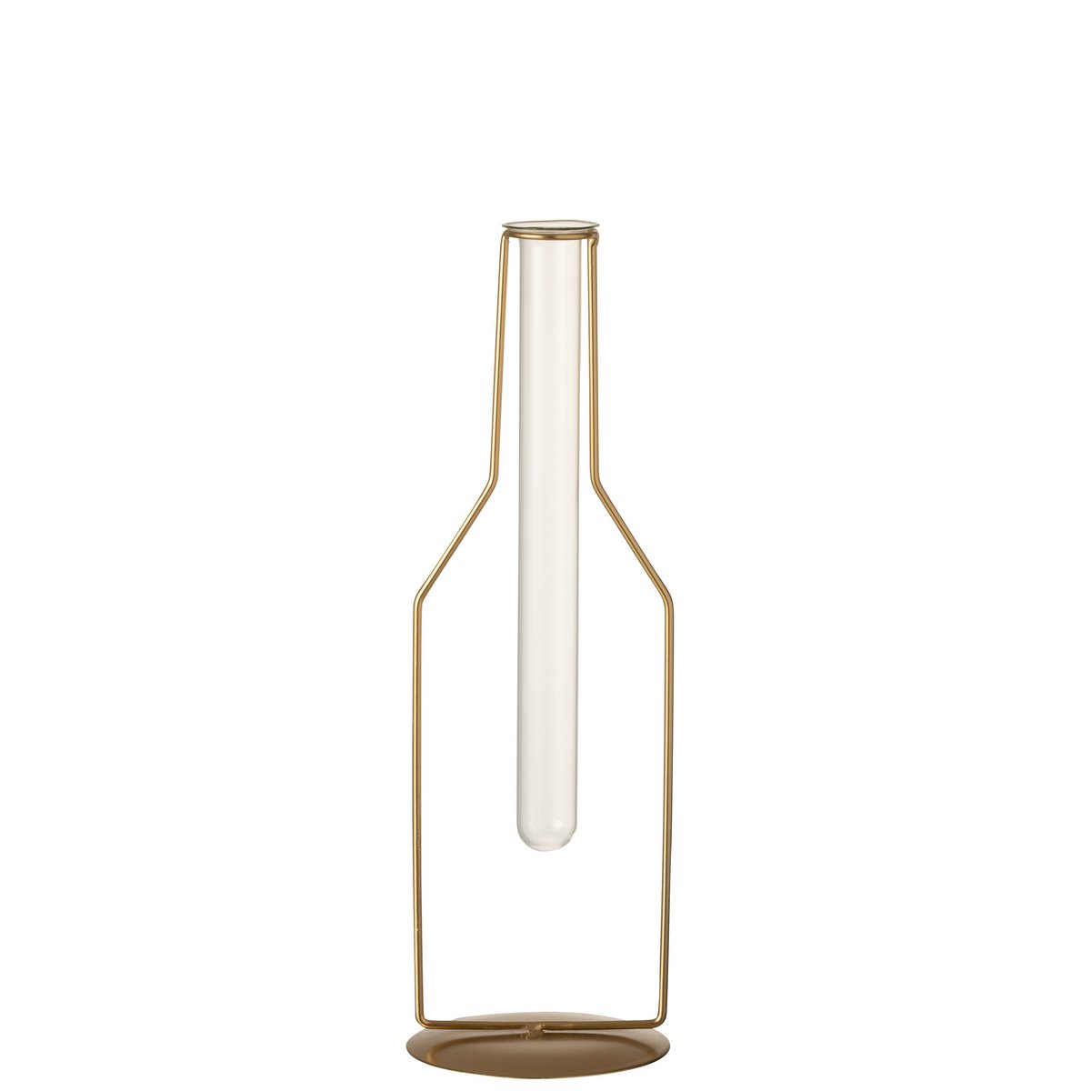 Vase tube doré sur table, décoration intérieure