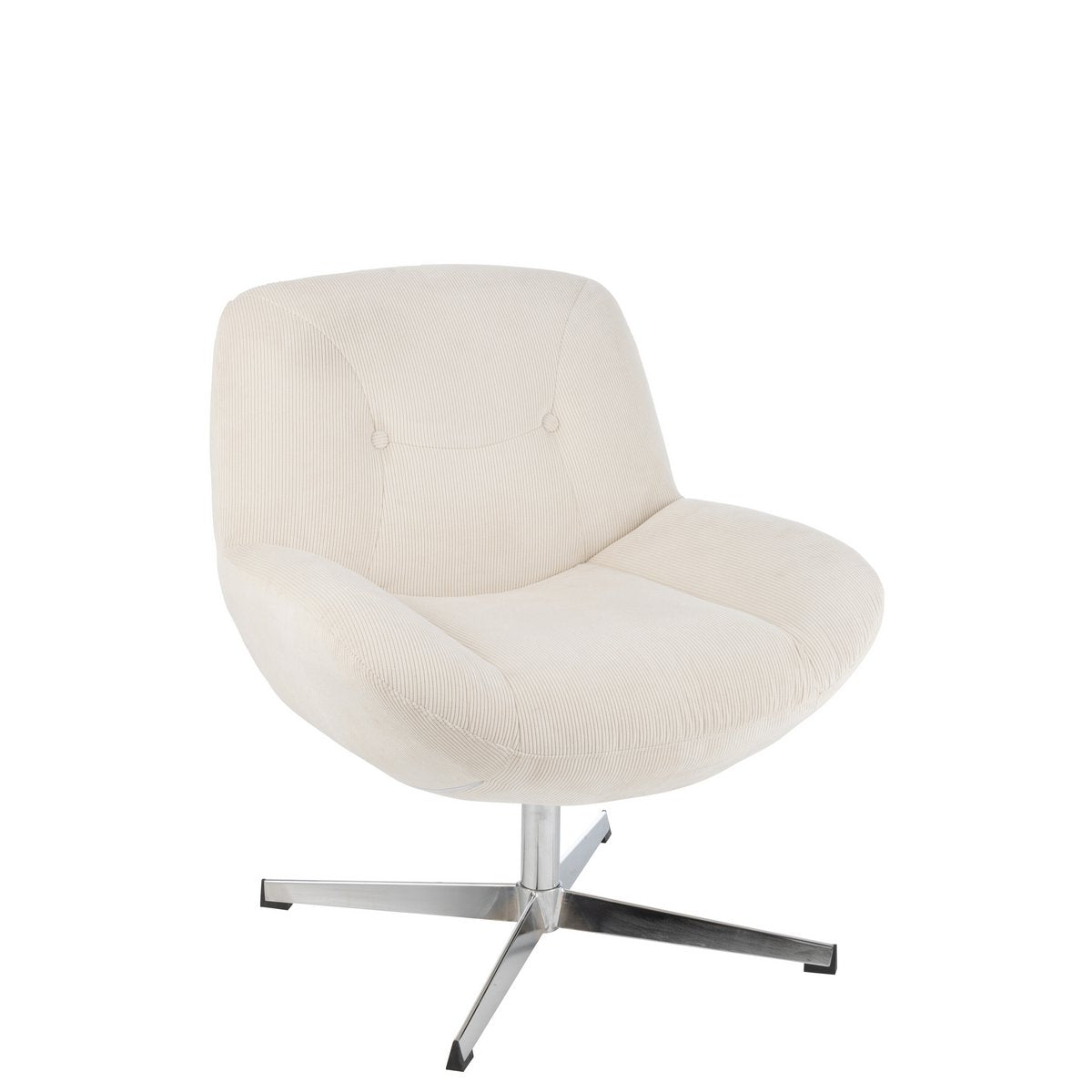 Chaise longue J-Line Chill en métal crème et argent, vue de côté.