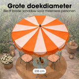 Parasol Kim Oranje près d'une chaise longue