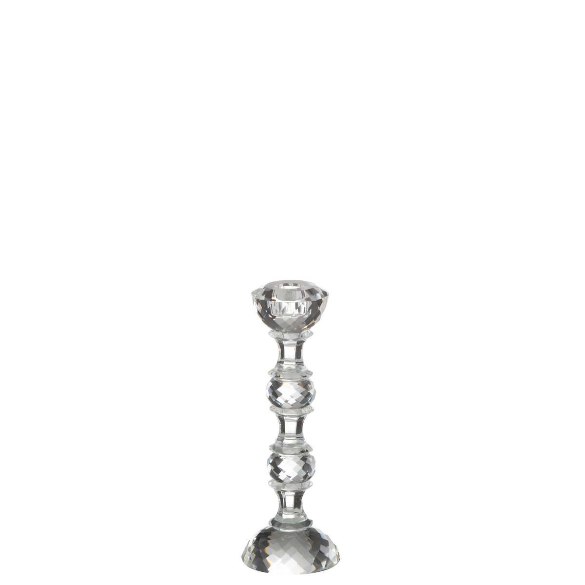 Bougeoir Marie en cristal transparent, vue de face