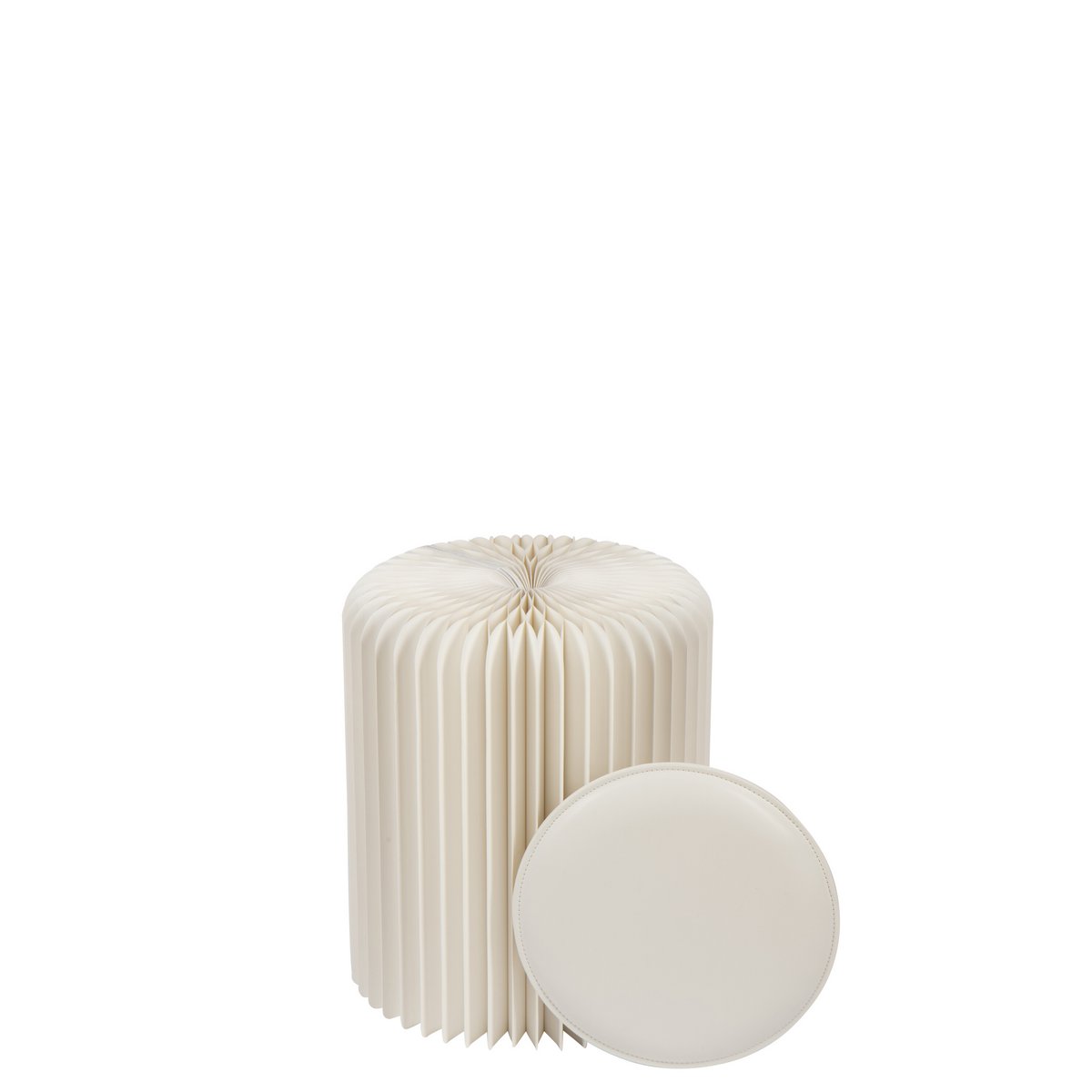 Détail du pouf J-Line pliable en papier blanc cassé - texture