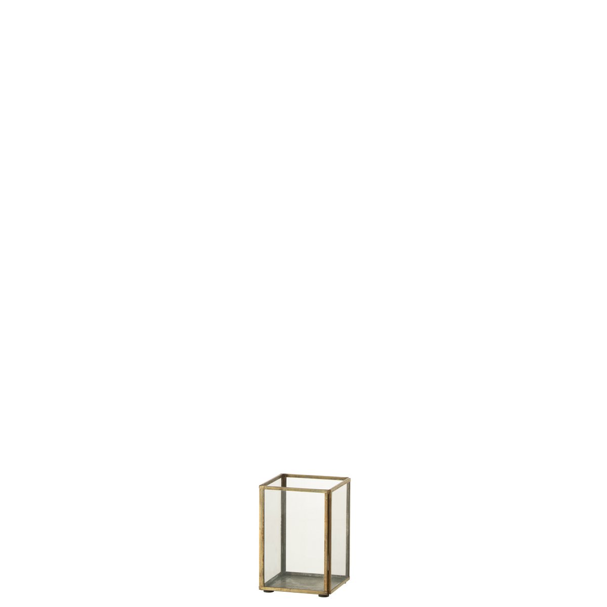 Détail du bougeoir J-Line, finition en bronze avec bougie