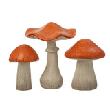 Décoration J-Line Champignon - magnésium - orange - lot de 3
