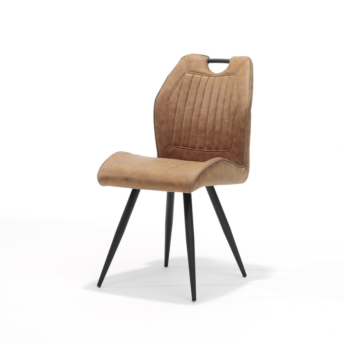 Chaise Garda Noir en Tissu Soft Cognac - vue de face