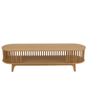 Meuble TV J-Line Live en bambou naturel, vue de face