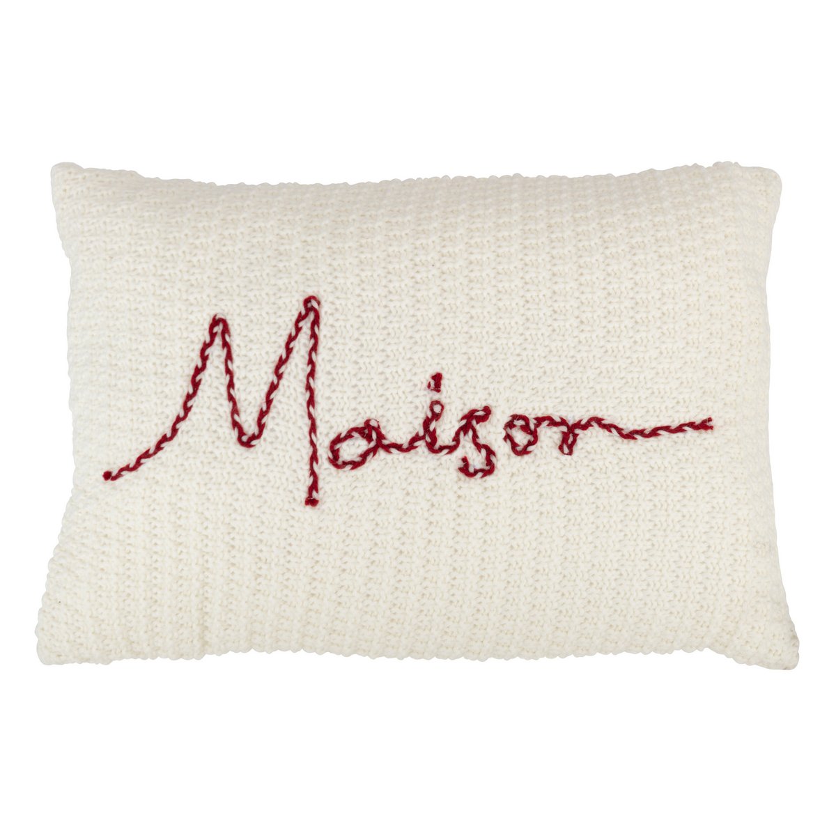 Coussin J-Line rouge et blanc en polyester et acrylique, vue avant