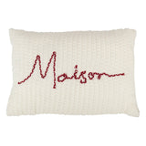 Coussin J-Line rouge et blanc en polyester et acrylique, vue avant