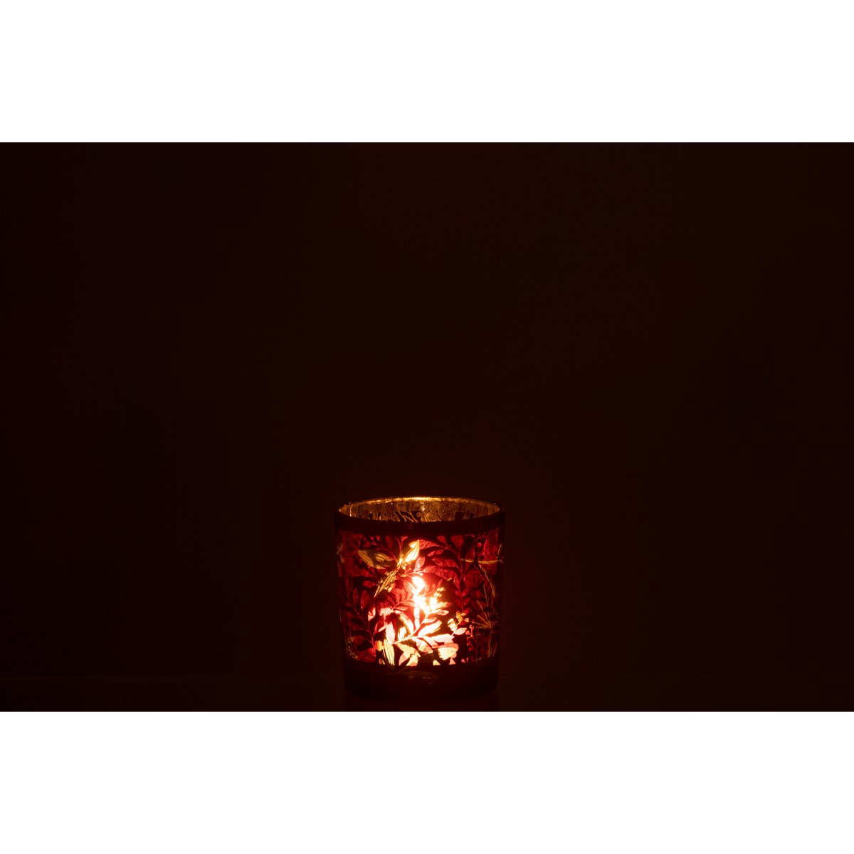 Détail de la lanterne J-Line, motif feuilles en verre