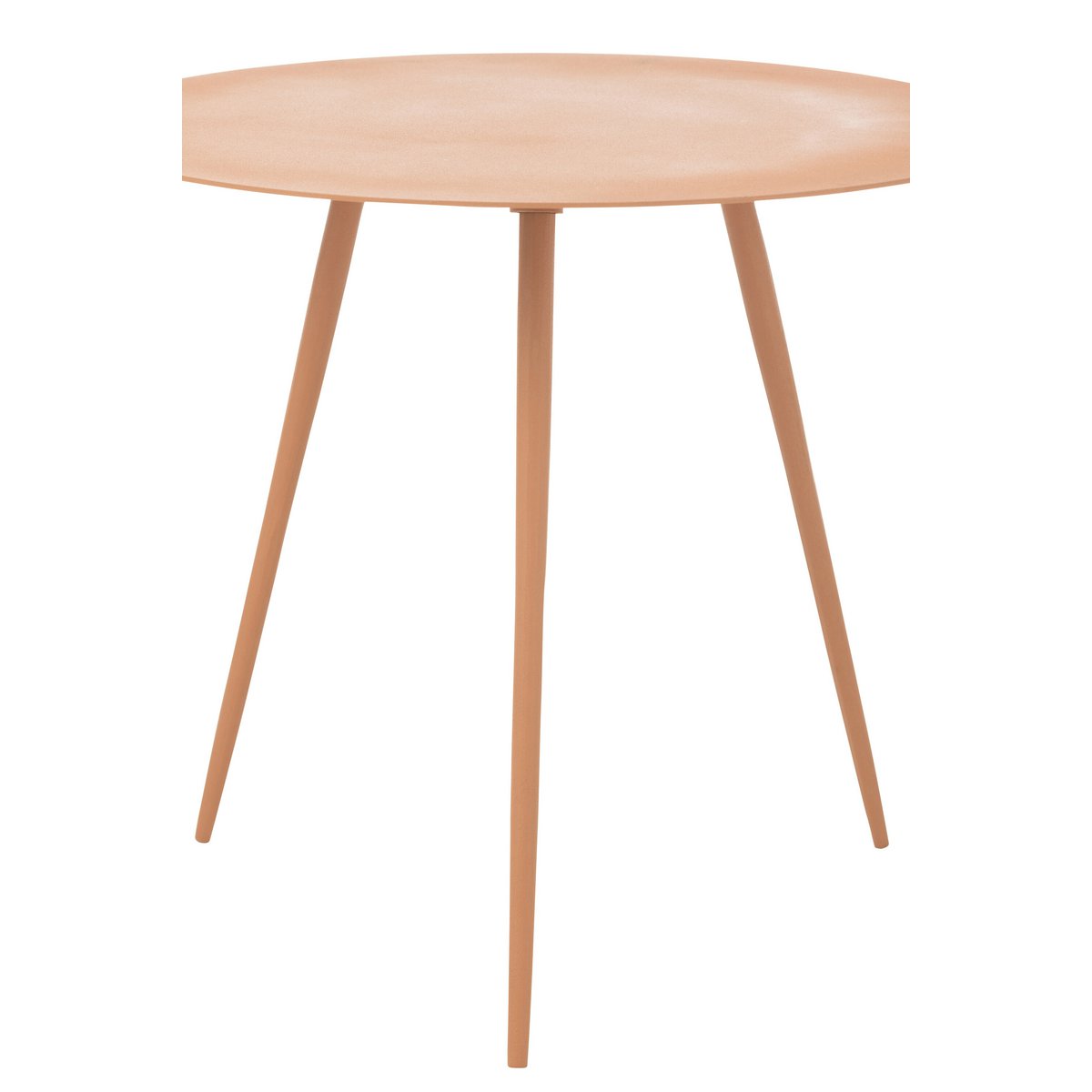 Table d'appoint J-Line en métal couleur pêche, vue de face.