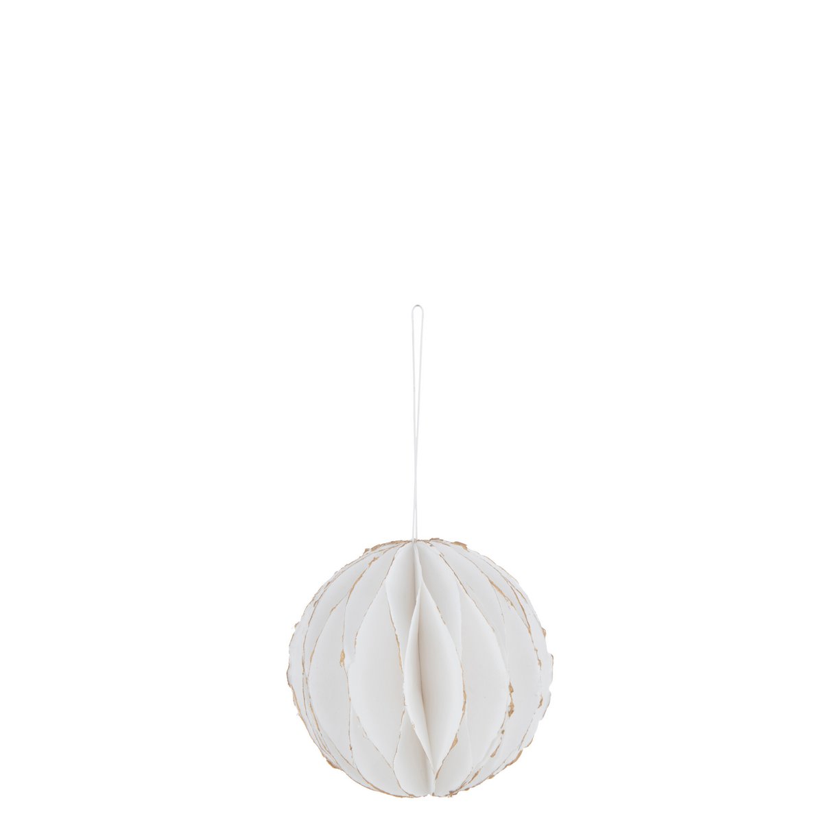 Pendentif Ball J-Line en coton mâché blanc et or, design élégant et raffiné