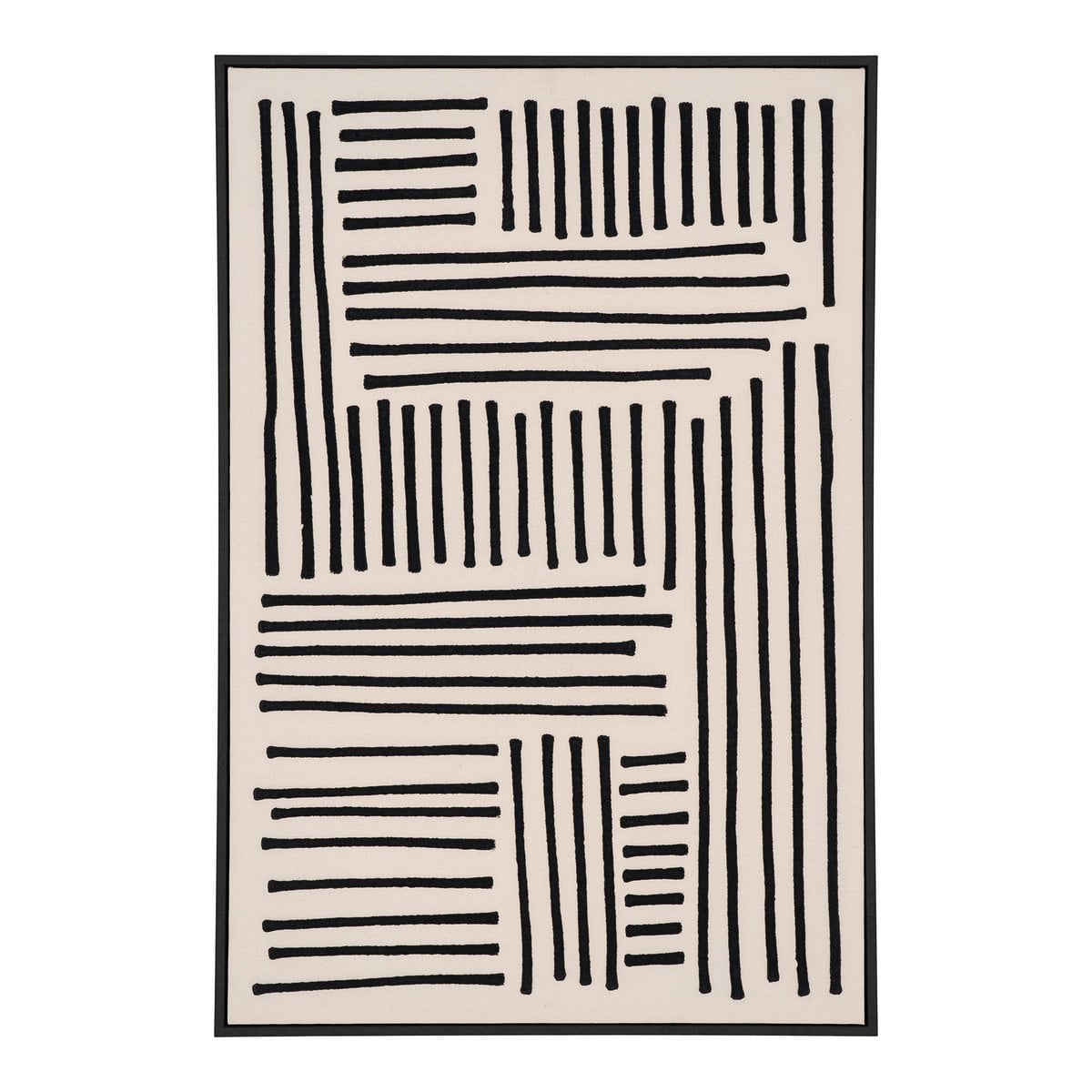 Tableau Lipari sur toile, vue de face montrant les détails noirs et blancs