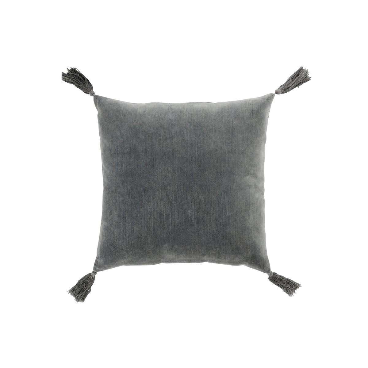 Coussin J-Line Brush en coton gris sur canapé moderne