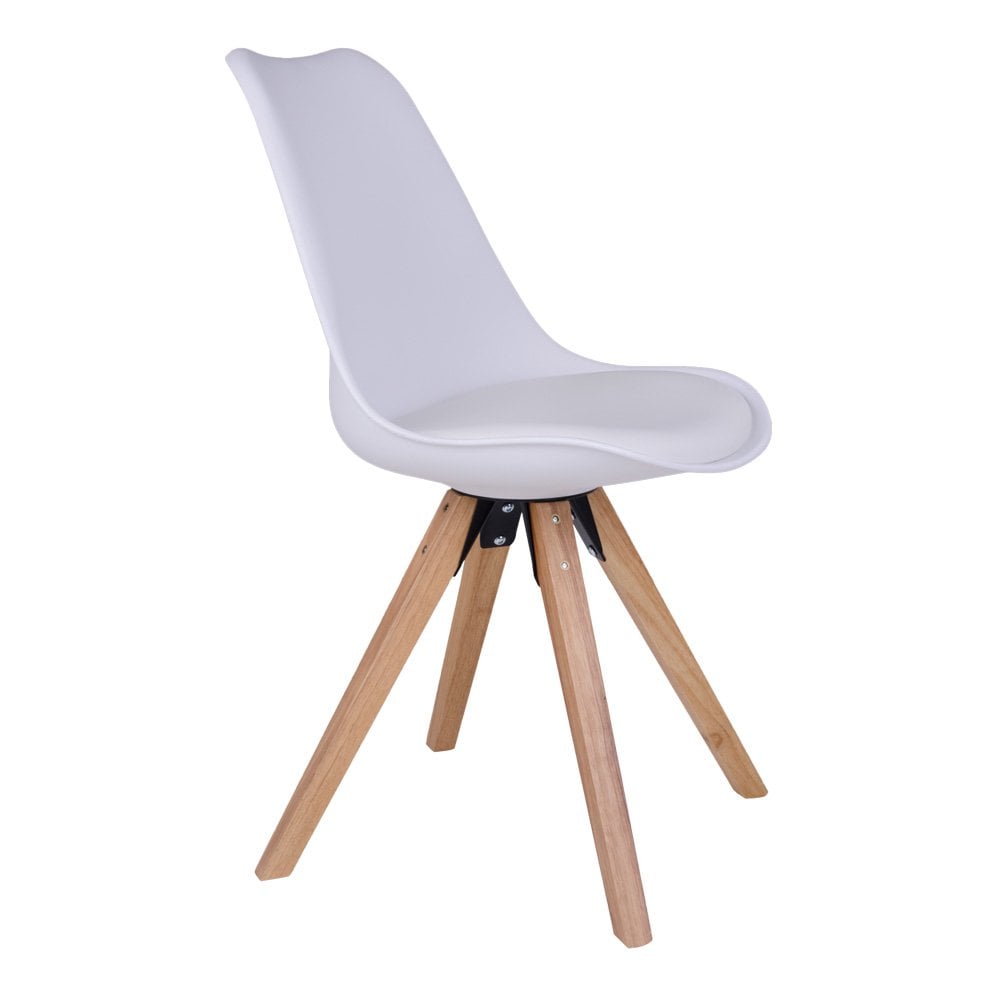 Détail du siège en cuir PU blanc de la chaise Bergen