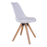 Détail du siège en cuir PU blanc de la chaise Bergen