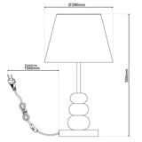 Lampe de table "Elina", env. 50 cm de haut, en métal en noir / brun, lames de texte en blanc, e27