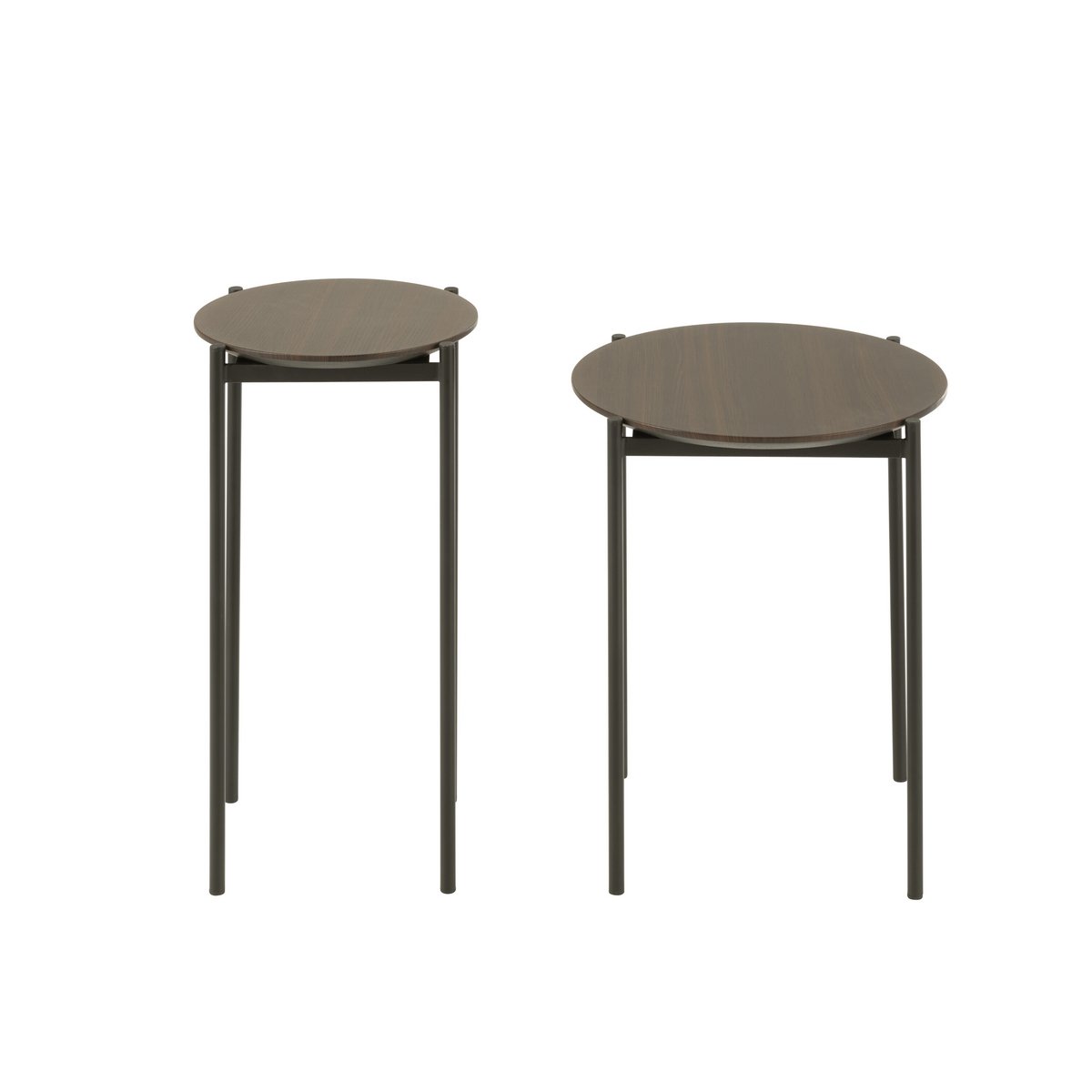 Table d'appoint J-Line Round en bois et métal marron foncé - vue 1
