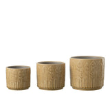 Pot de fleurs J-Line en céramique beige, vue de côté montrant le diamètre