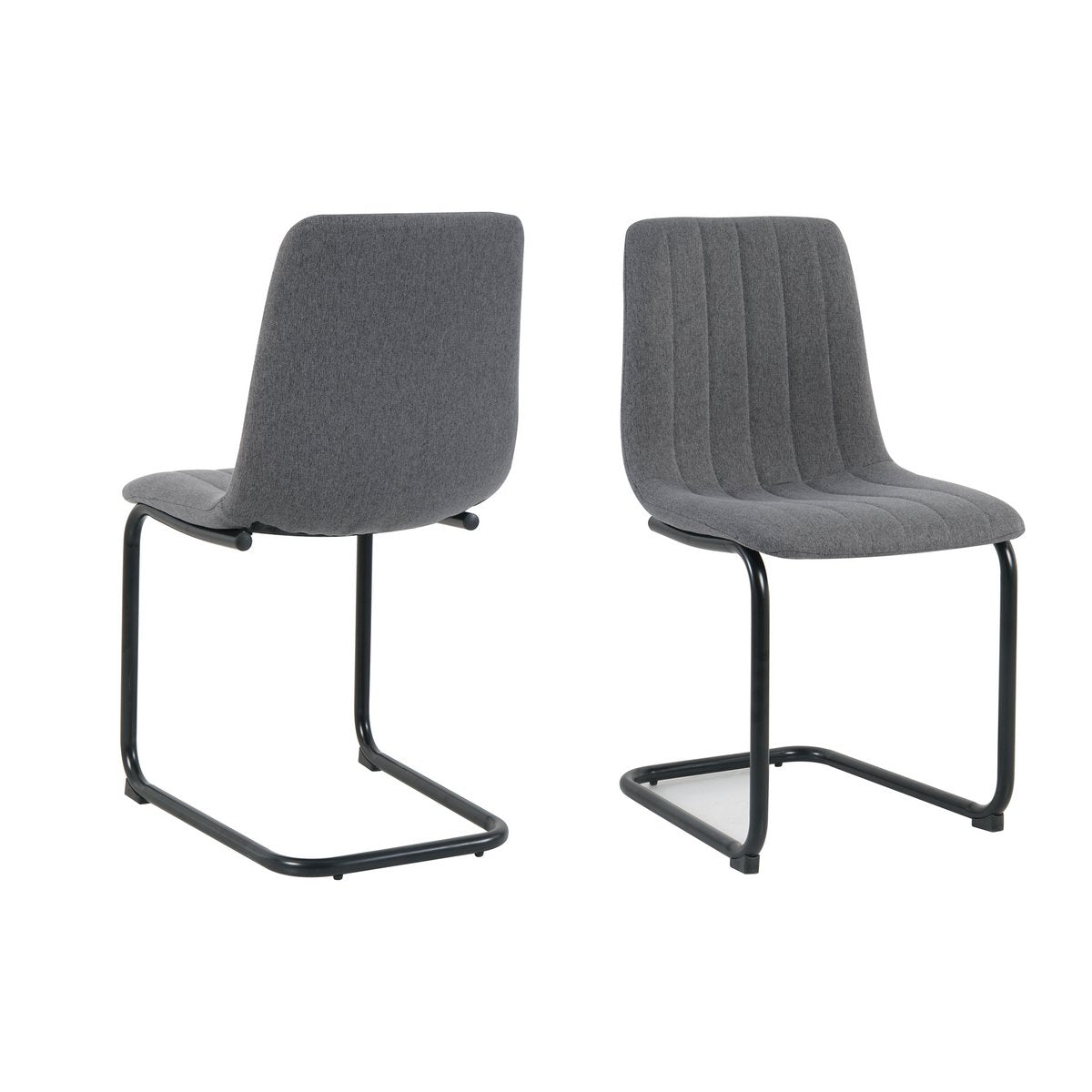 Chaise design luge en métal noir et polyester gris, vue de face