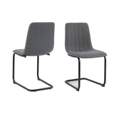 Chaise design luge en métal noir et polyester gris, vue de face