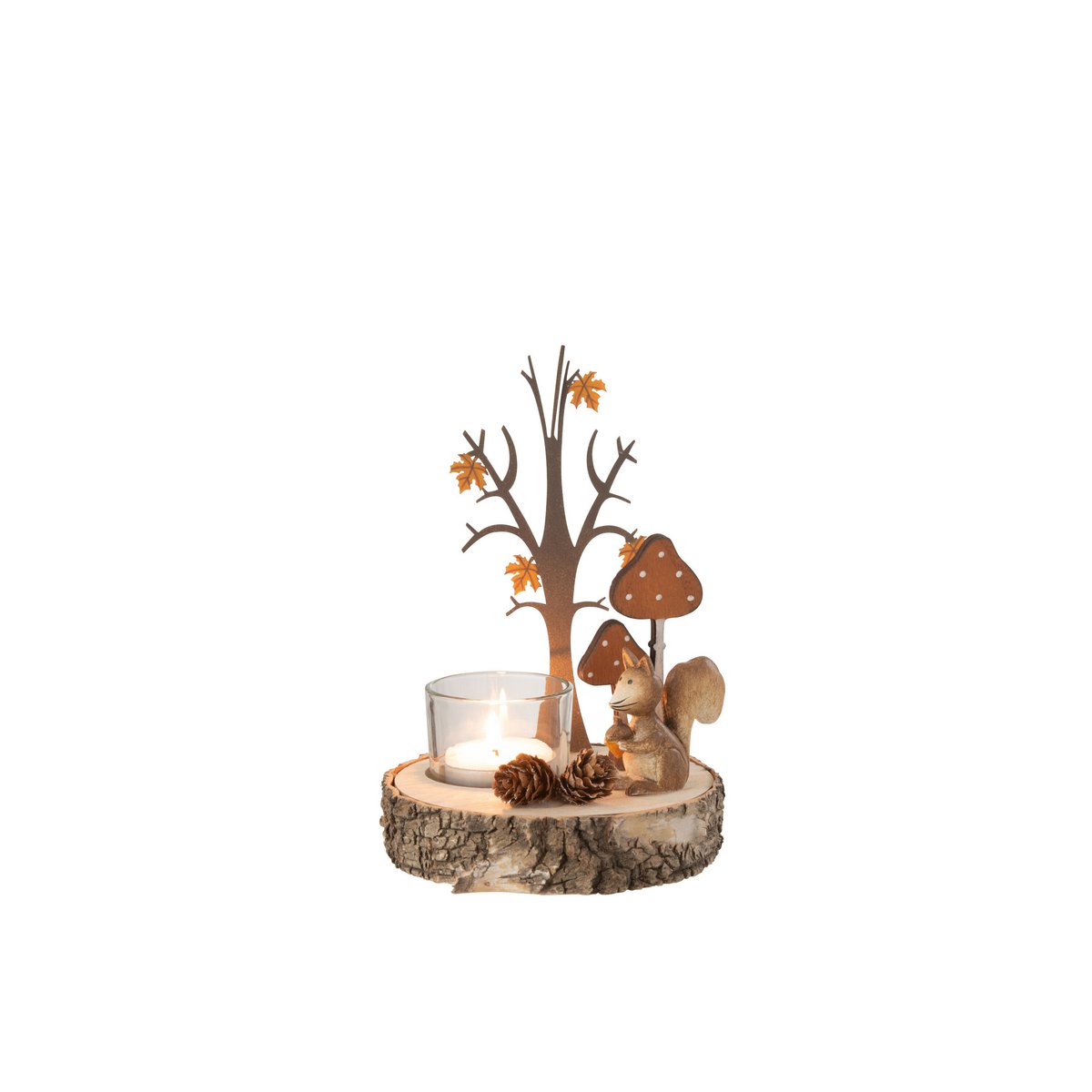 Photophore Écureuil en bois naturel, décor élégant