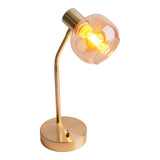 Lampe de table "Libby", lampe de table classique en métal de couleur en laiton et verre teinté en ambre, avec socket E14, pour salle à manger, salon, couloir ou bureau, 34 cm de haut