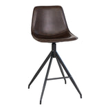 Chaise de comptoir Monaco en cuir PU marron avec pieds en métal noir