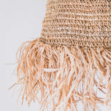Abat-jour Raphia Boho – Lampe suspendue – Lampe suspendue – Plafonnier tissé à la main avec longues franges (3 tailles Ø 30/40/50 cm) KALIMA