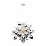 La lampe pendentielle "explosion" chromée en métal et en verre, versions G9, lampe suspendue pour salle à manger, salon, couloir ou bureau, Øca. 65 cm