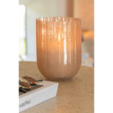 Vase Yoni Stripes en verre peach avec motif rayures, vue de face
