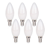 6 Set LED lampe avec douille E14, forme de bougie 4 watts, en métal et verre, laiteux