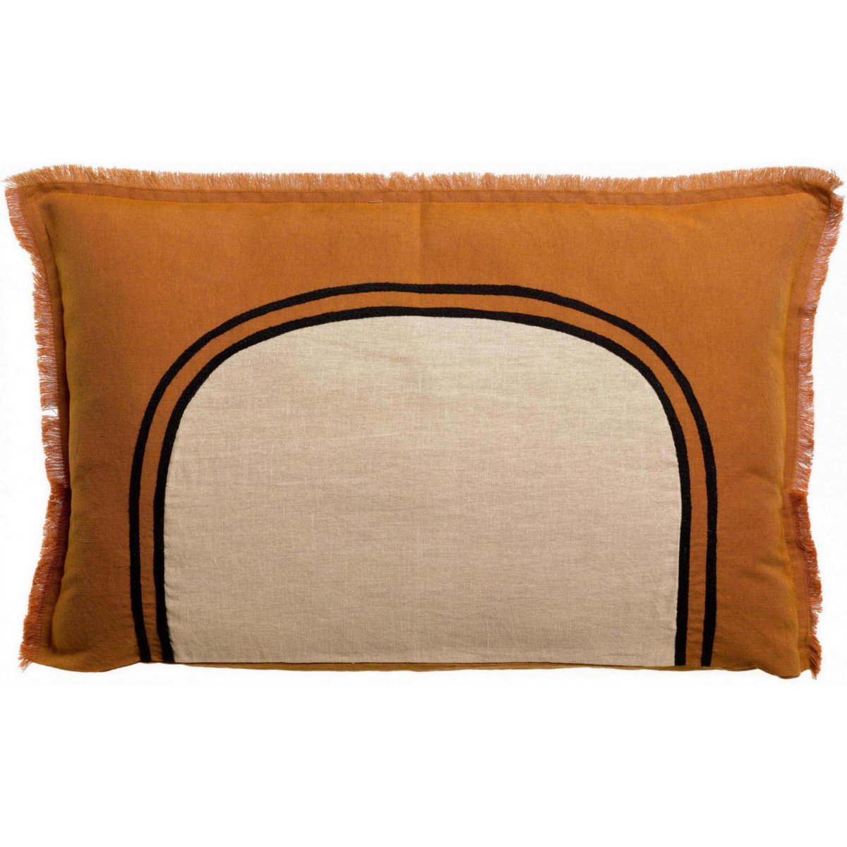 Coussin bicolore Laly Cuivre 40 x 65 avec motifs élégants en marron et beige