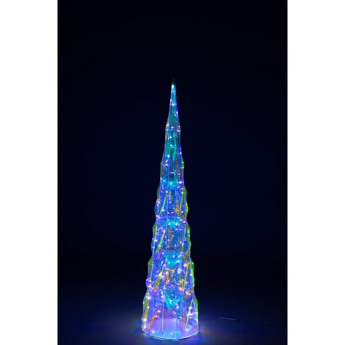 Détail des lumières LED sur l'arbre de décoration J-Line.