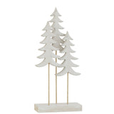 Détail du sapin de Noël J-Line, finition en bois blanc et or, ambiance festive