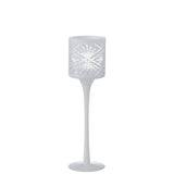 Photophore J-Line Santorini en verre blanc sur pied, vue de face