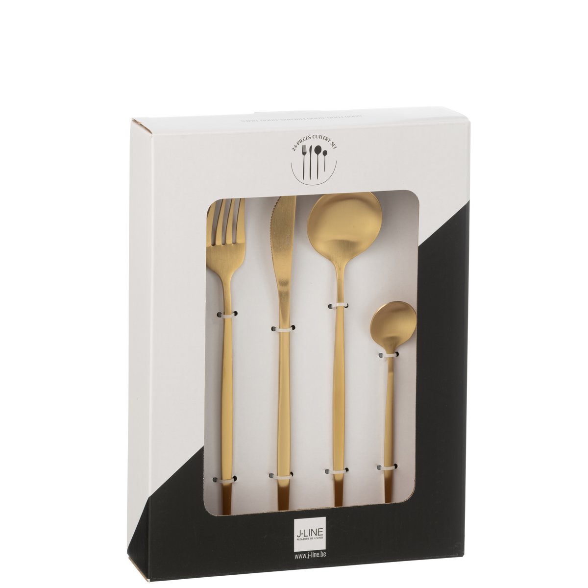 Couverts J-Line en acier inoxydable doré, élégance moderne