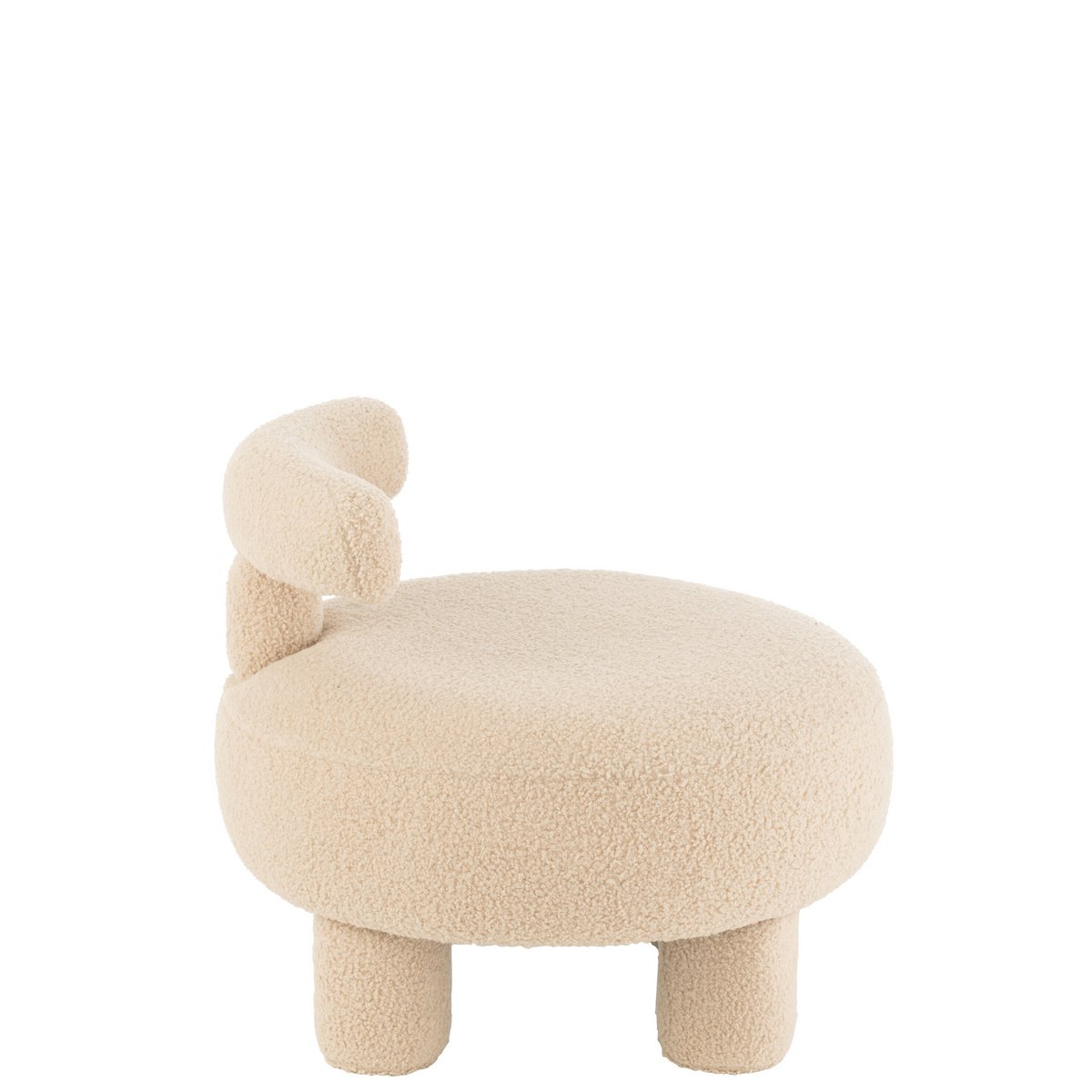 Détail du tissu bouclé du tabouret J-Line beige