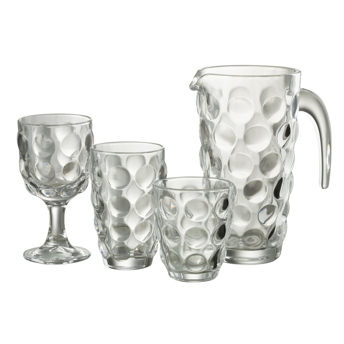 Carafe J-Line Bubble en verre transparent vue de face