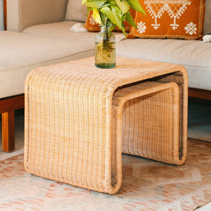 Table d'appoint en rotin naturel avec structure métal BAYU