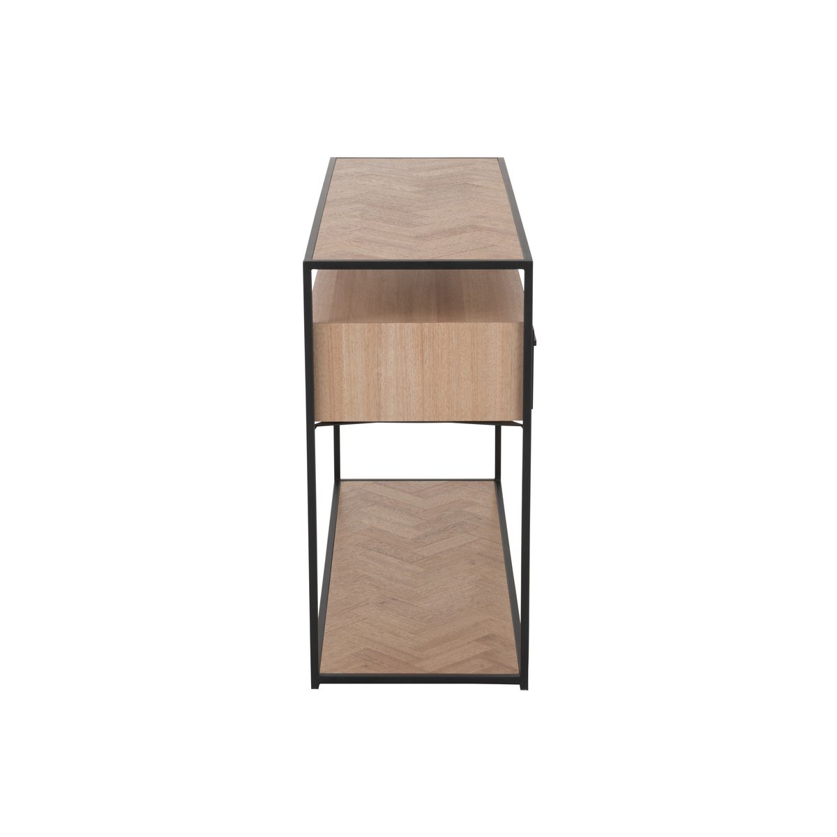 Vue latérale de la console J-Line Zigzag avec pieds en métal