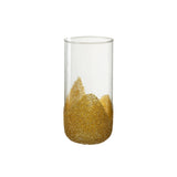 Bougeoir J-Line Strass en verre transparent et doré, vue de face