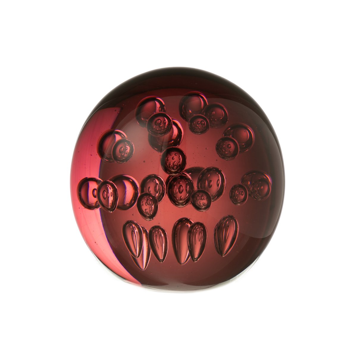 Presse-papier Bubles en verre bordeaux - vue de face