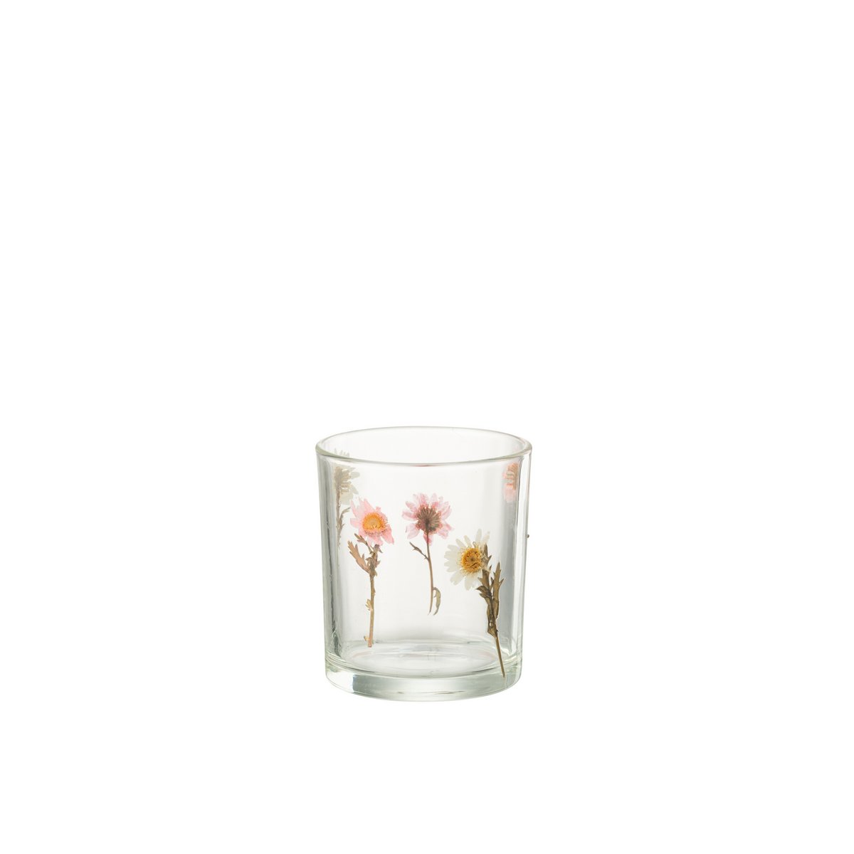 Photophore Peggy Fleurs en verre multicolore sur fond neutre
