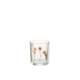Photophore Peggy Fleurs en verre multicolore sur fond neutre